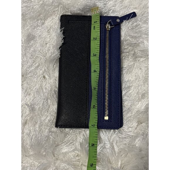 Kate Spade Leather Blue Color Block Bifold Wallet Minimalist - Picture 4 of 5